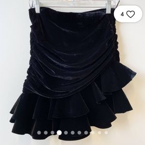 Zara Black XS Velvet Trumpet Asymmetrical Layered Skirt